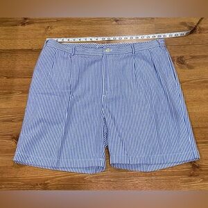 Nautica Mens Blue White Seersucker Striped Slash Pocket Bermuda Shorts Size 42W